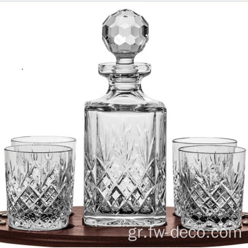 Παραδοσιακό σετ από το Crystal Square Decanter με πώμα γυαλιού